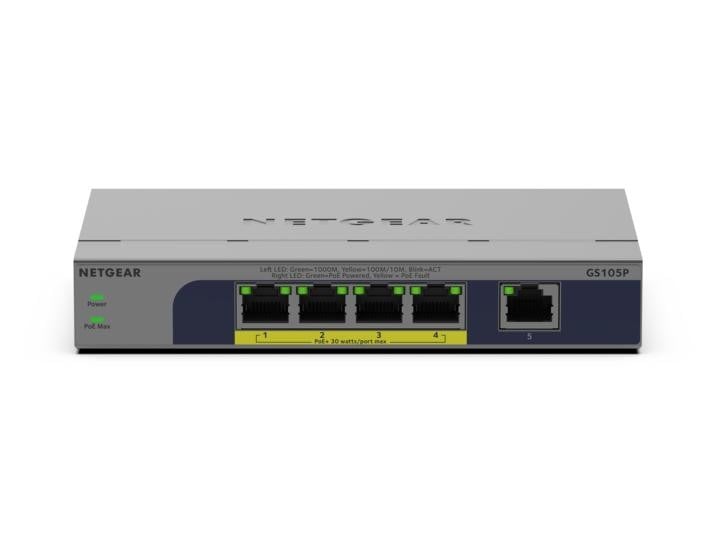 NETGEAR 5PT GB UNMANAGED SWICH W/POE+ GS105P