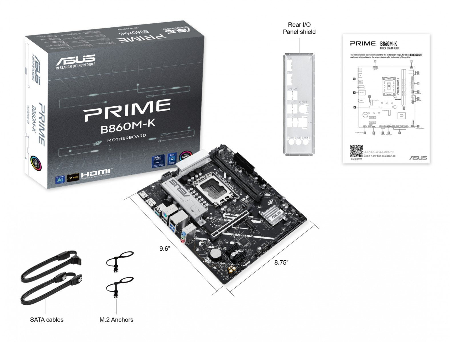 ASUS PRIME B860M-K LGA1851 DDR5 mATX MB 1xHDMI 1xDP 2xM.2 4xSATA