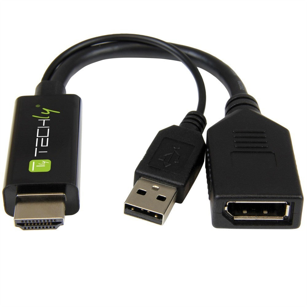 Techly ICOC HDMI-DP12A Adaptateur HDMI vers DisplayPort alimenté par USB 4K*30Hz M/F