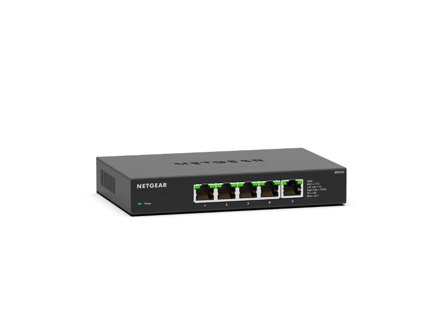 NETGEAR MS305 5-port multi-gig 2.5G Unmanaged Switch Metal Housing Fanless for Desktop and Wall Mounting
