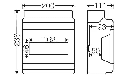 "Hensel HEN_KV_8109 Tableau de distribution en saillie non équipé / 1500VDC/1000VAC / IP65 / classe de protection II / 1x9 modules / sans bornes / 200x238x111 / "