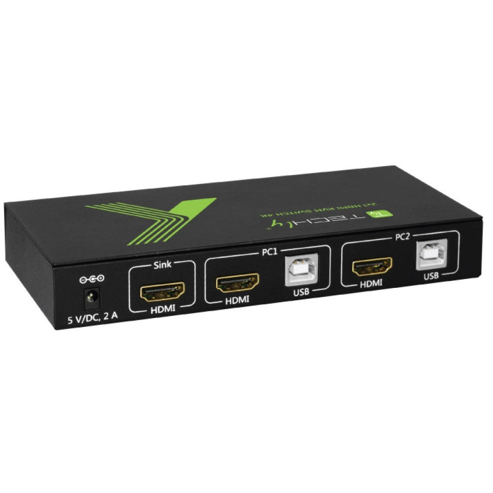 Techly IDATA KVM-HDMI2U Commutateur KVM 2x1 HDMI/USB 4K60Hz avec USB 2.0