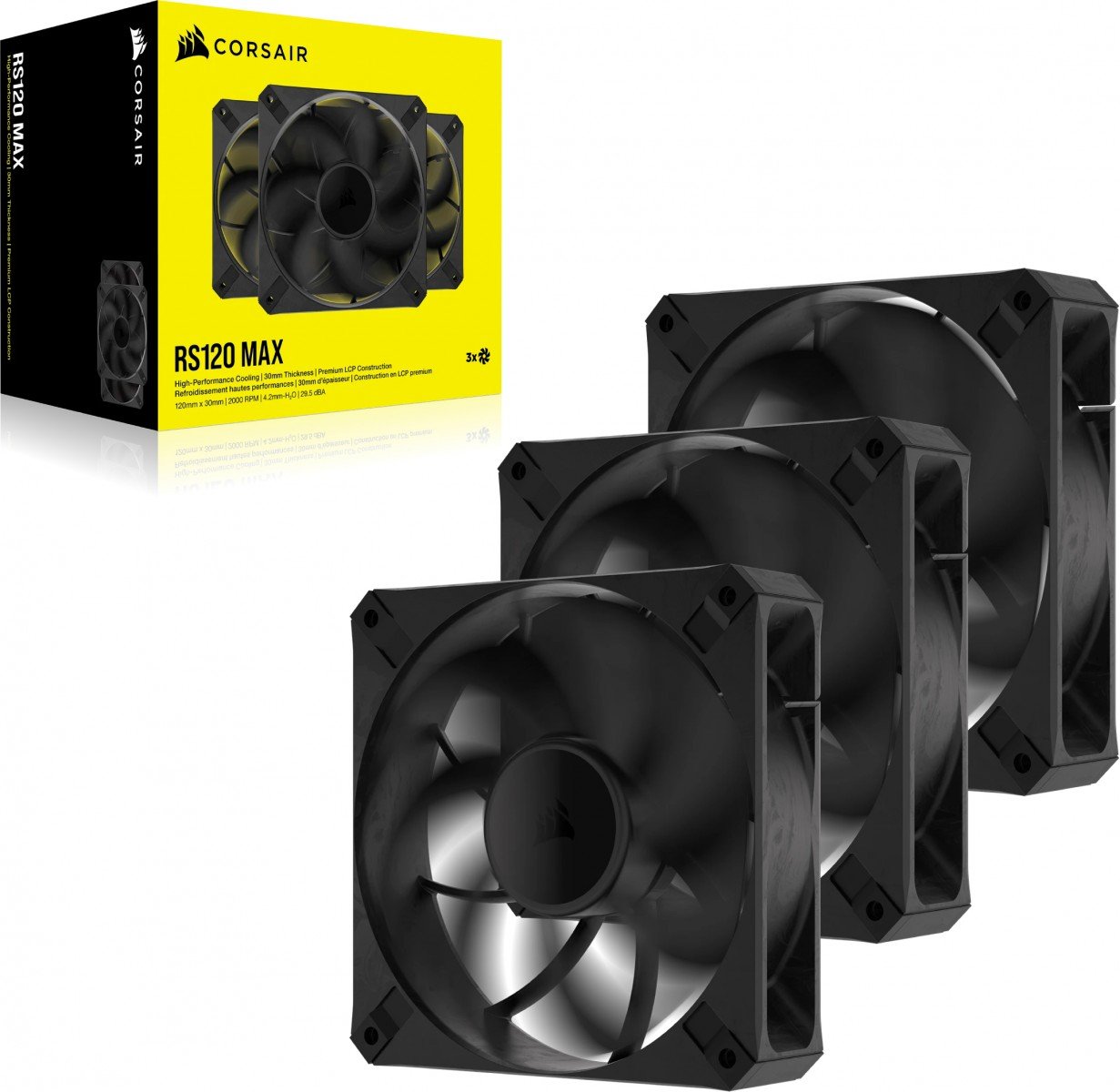 Corsair RS120 MAX Ventilateur de boîtier d'ordinateur 12 cm Noir 3 piece(s)