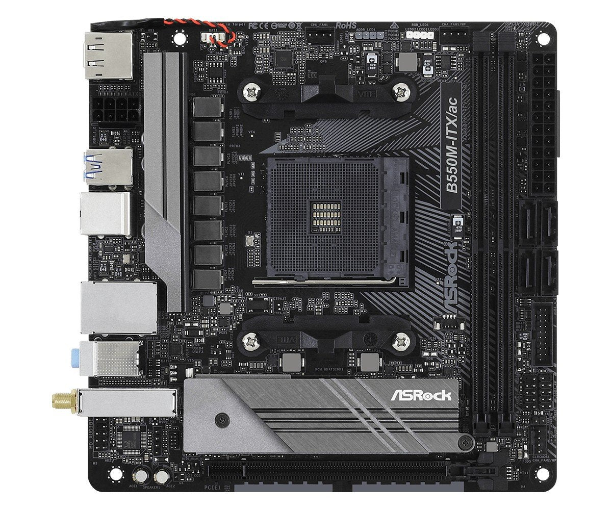 ASRock 90-MXBDH0-A0UAYZ Carte mere B550M ITX avec support AMD Ryzen et Wi-Fi 5