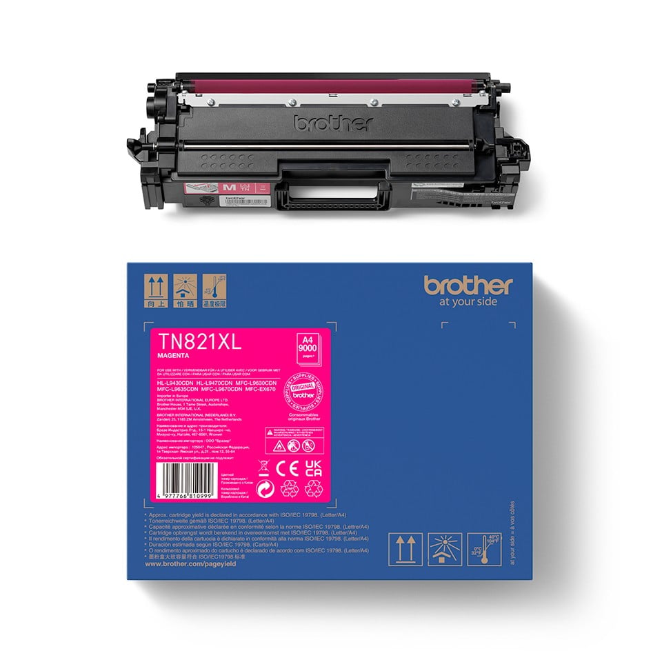 BROTHER TN-821XLM Super High Yield Magenta Toner Cartridge for EC Prints 9000 pages