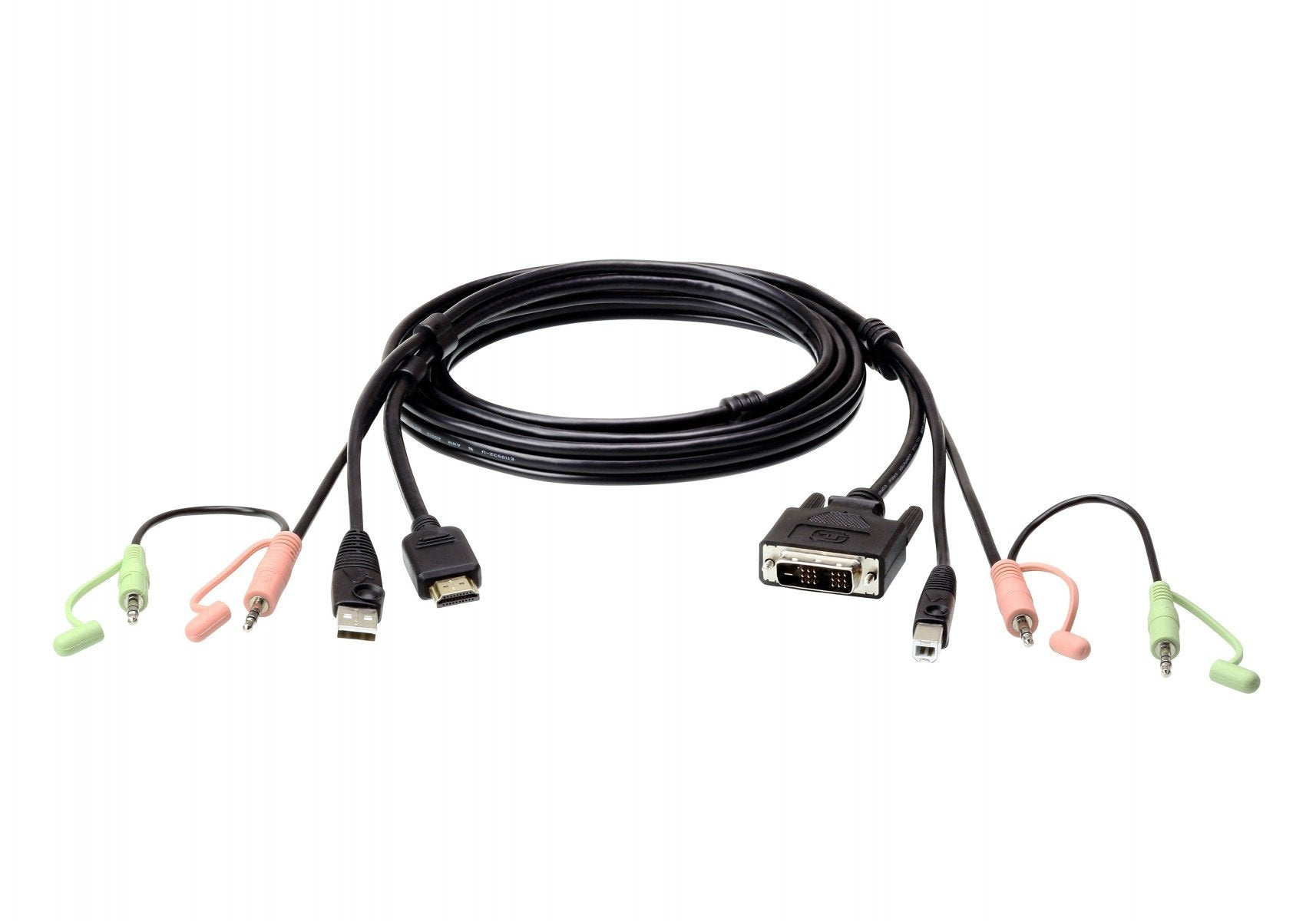 ATEN Câble KVM USB HDMI a DVI-D 1,8 m avec audio - 1,8 m - Noir - HDMI Type A (Standard) - DVI-D - Mâle - Mâle