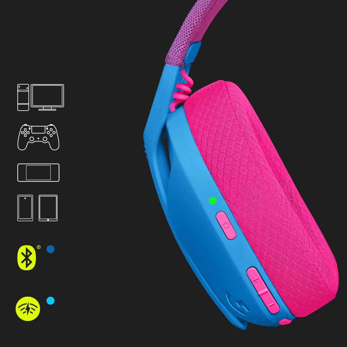 LOGITECH Lightspeed G435 Headset full size Bluetooth / 2.4 GHz radio frequency wireless blue Discord Certified