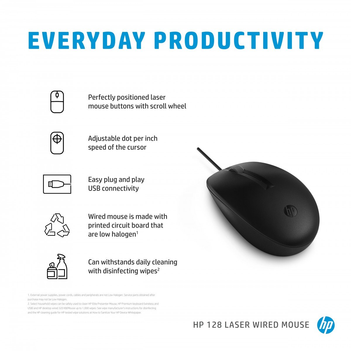 HP 128 laser wired mouse souris filaire
