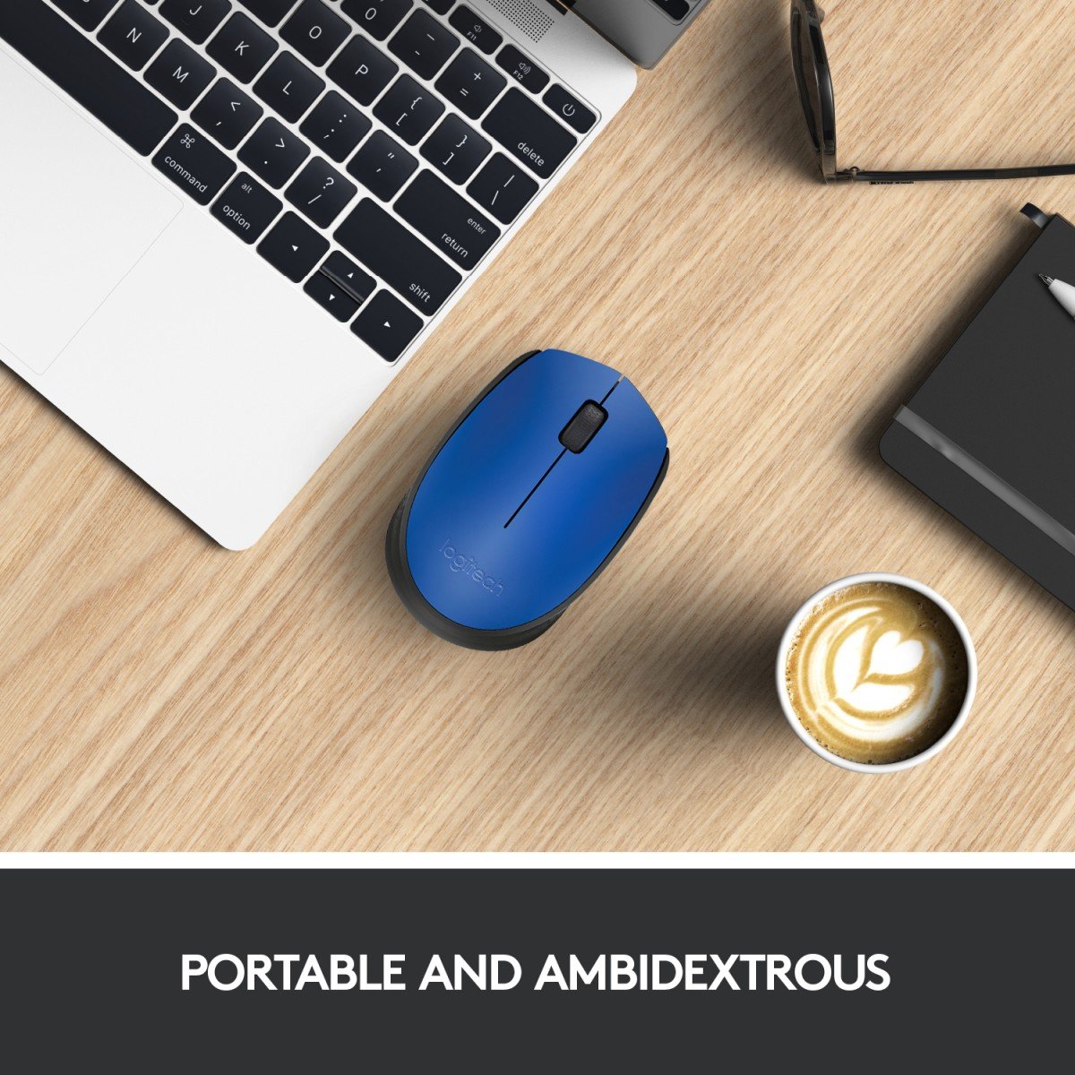LOGITECH M171 Mouse right and left-handed wireless 2.4 GHz USB wireless receiver black blue