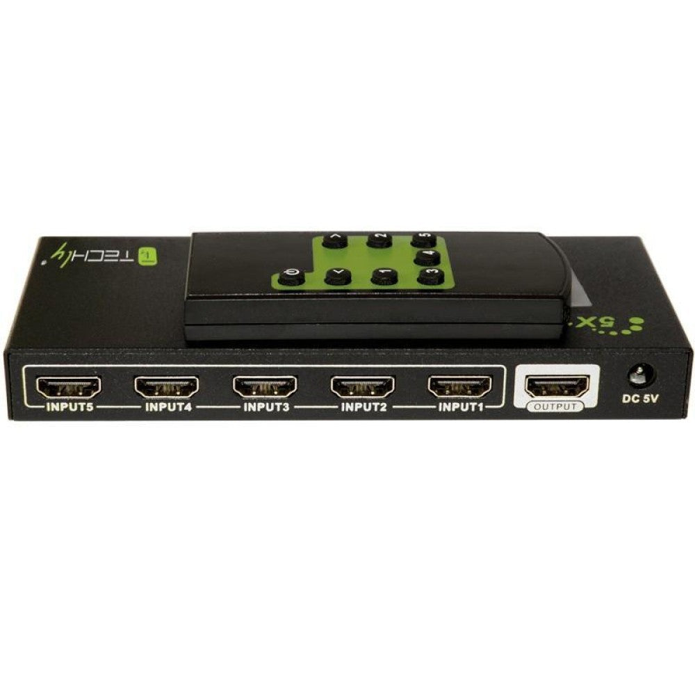 Techly IDATA HDMI-4K51 Commutateur HDMI 1.4 5x1 4K60Hz avec télécommande