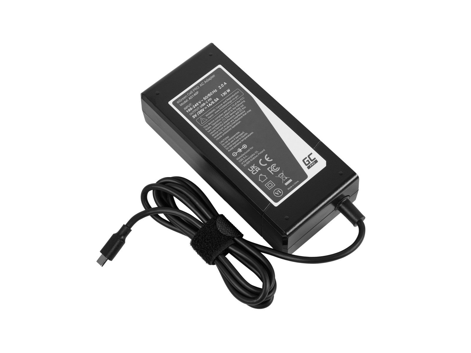 Green Cell AD140P Adaptateur PRO USB-C 130W pour ordinateurs portables, tablettes, téléphones