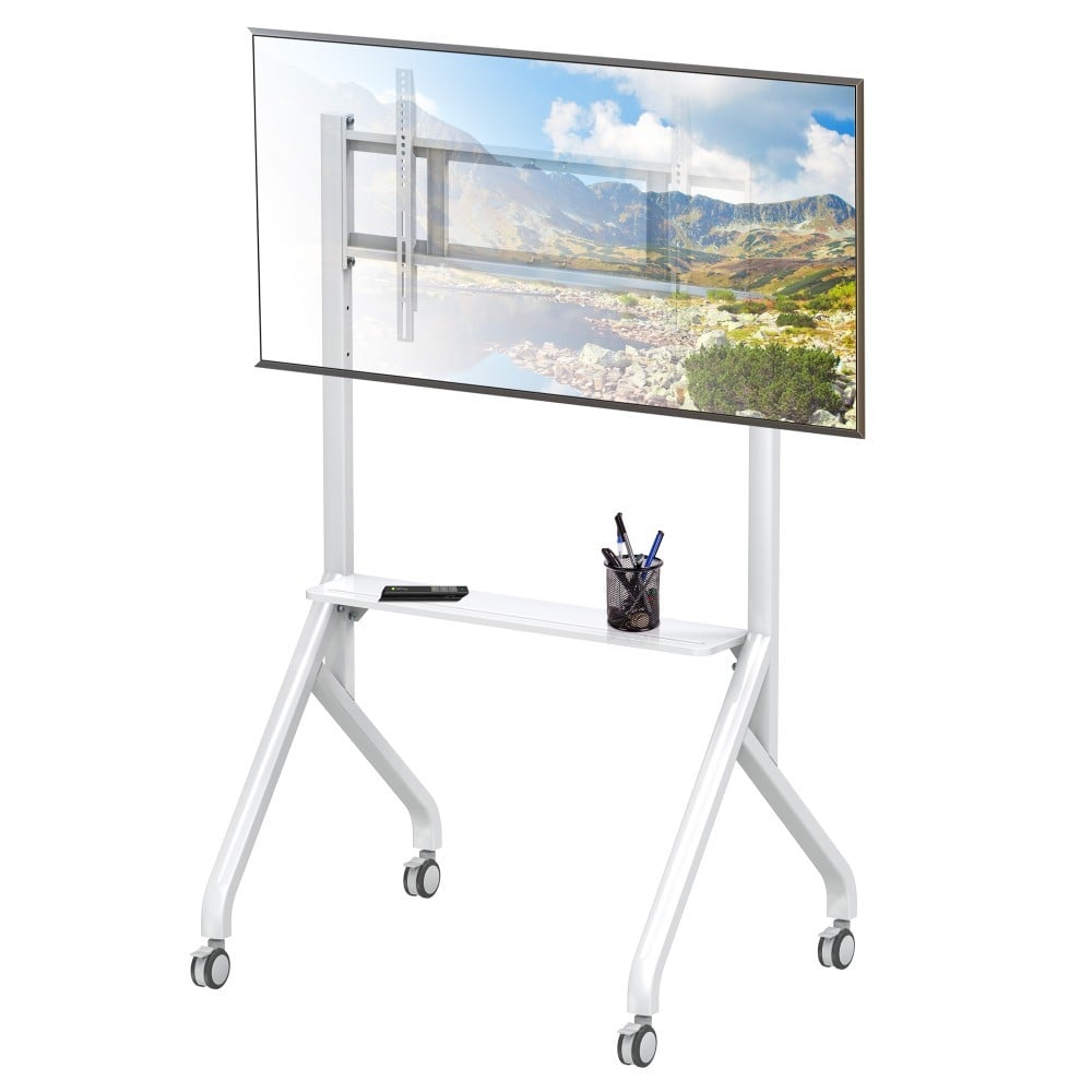 "Techly ICA-TR53LW Support TV mobile 65-100"" jusqu'a 100kg étagere AV réglable"