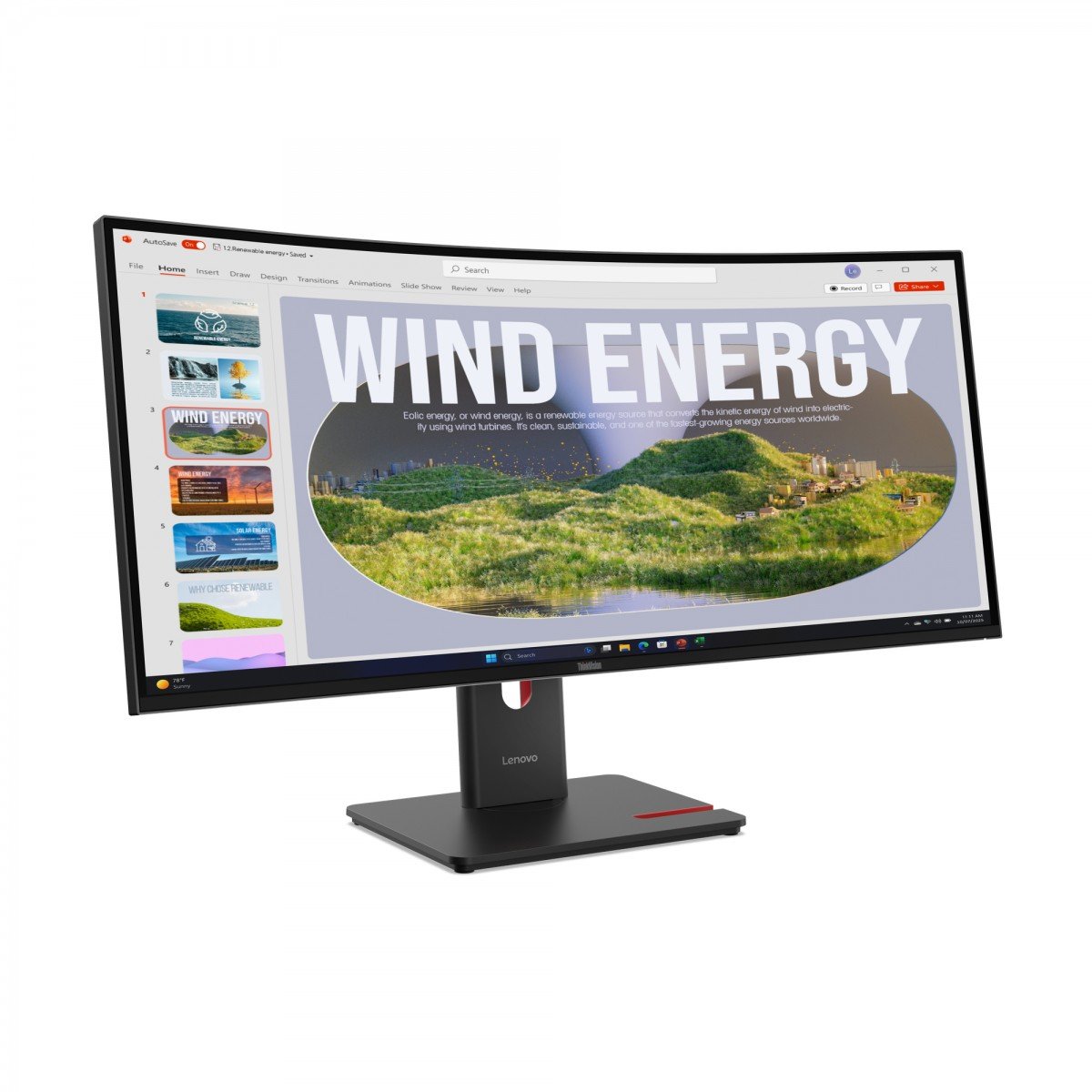 LENOVO ThinkVision T34WD-40 LED Écran curved 34p 3440x1440 UWQHD 120Hz VA 300cd/m2 3000:1 HDR10 4ms HDMI DisplayPort USB-C 3y