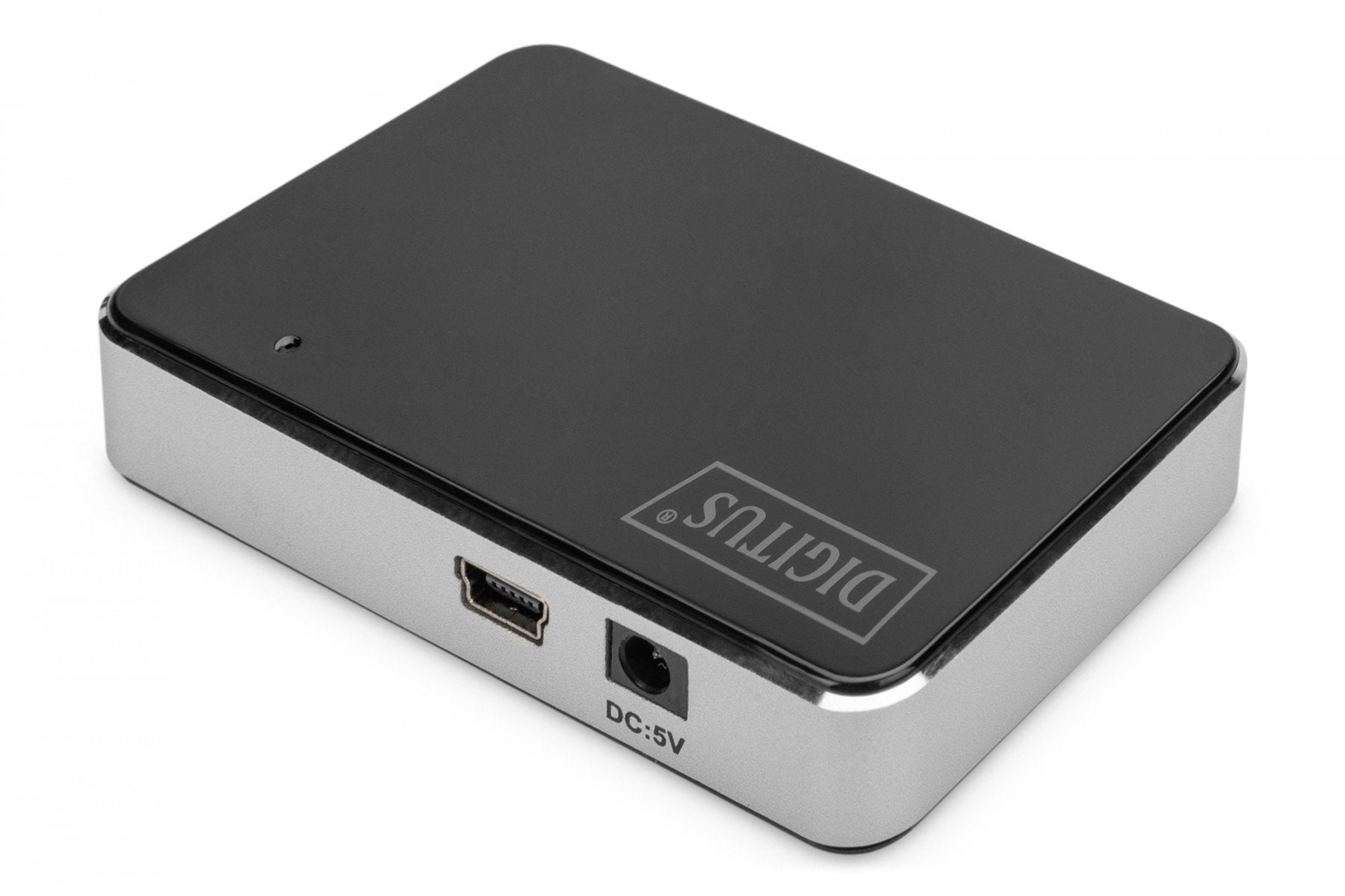 Digitus DA-70220 hub & concentrateur USB 2.0 Mini-B 480 Mbit/s Noir, Argent
