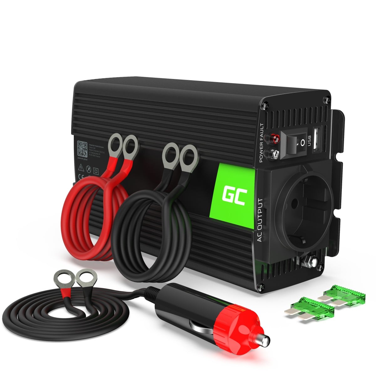 Green Cell INV02DE adaptateur de puissance & onduleur Auto 300 W Noir