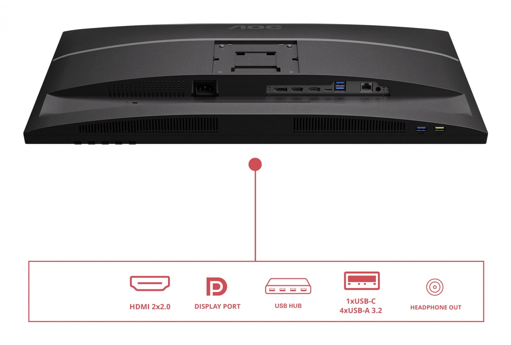 AOC U27E4CV 27p 3840x2160 60Hz IPS Flat H/A 150MM USB C DOCKING 90W Adaptive Sync EyeComfort 3.0 USB HUB SPEAKER