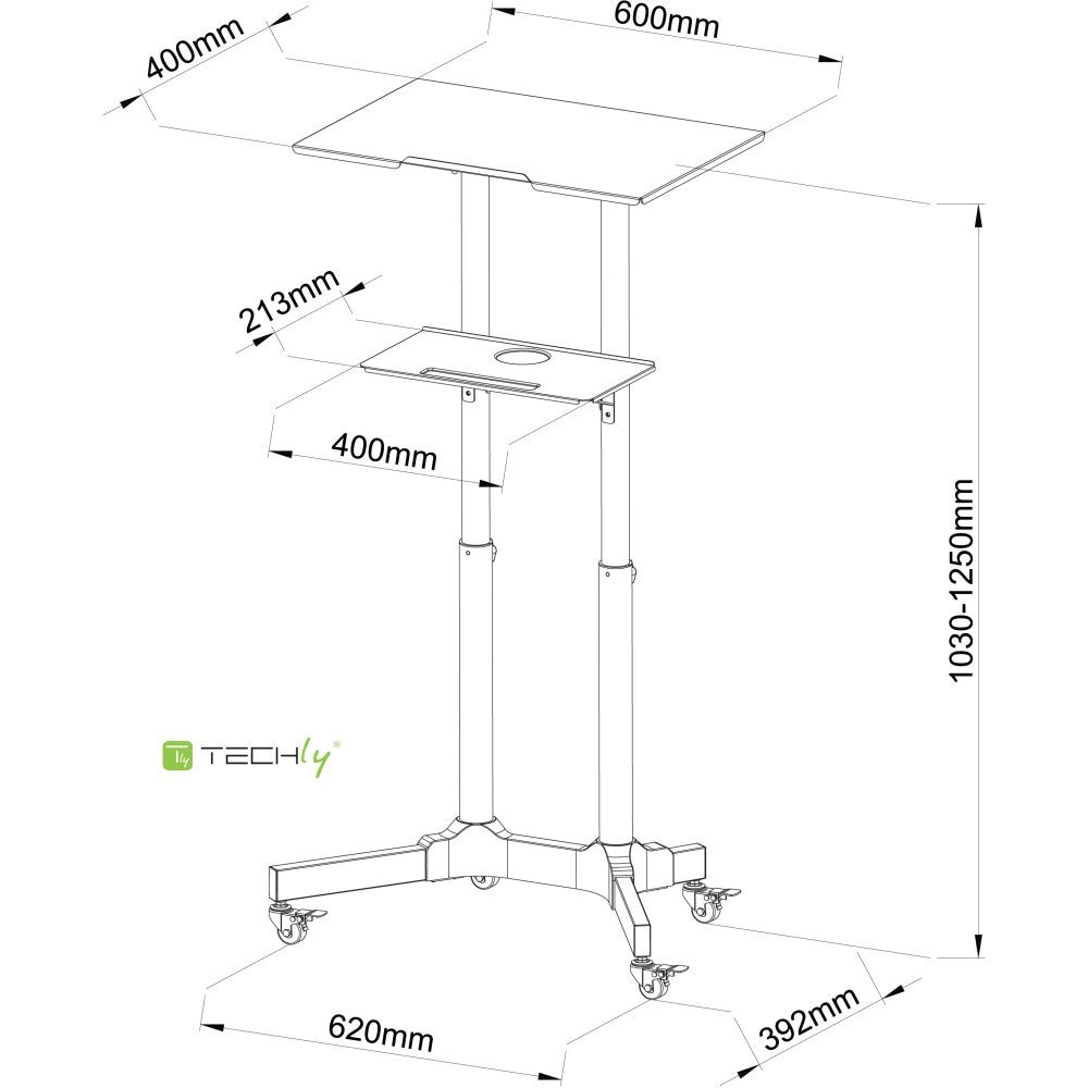Techly ICA-TB TPM-1BK Table pour ordinateur portable noire