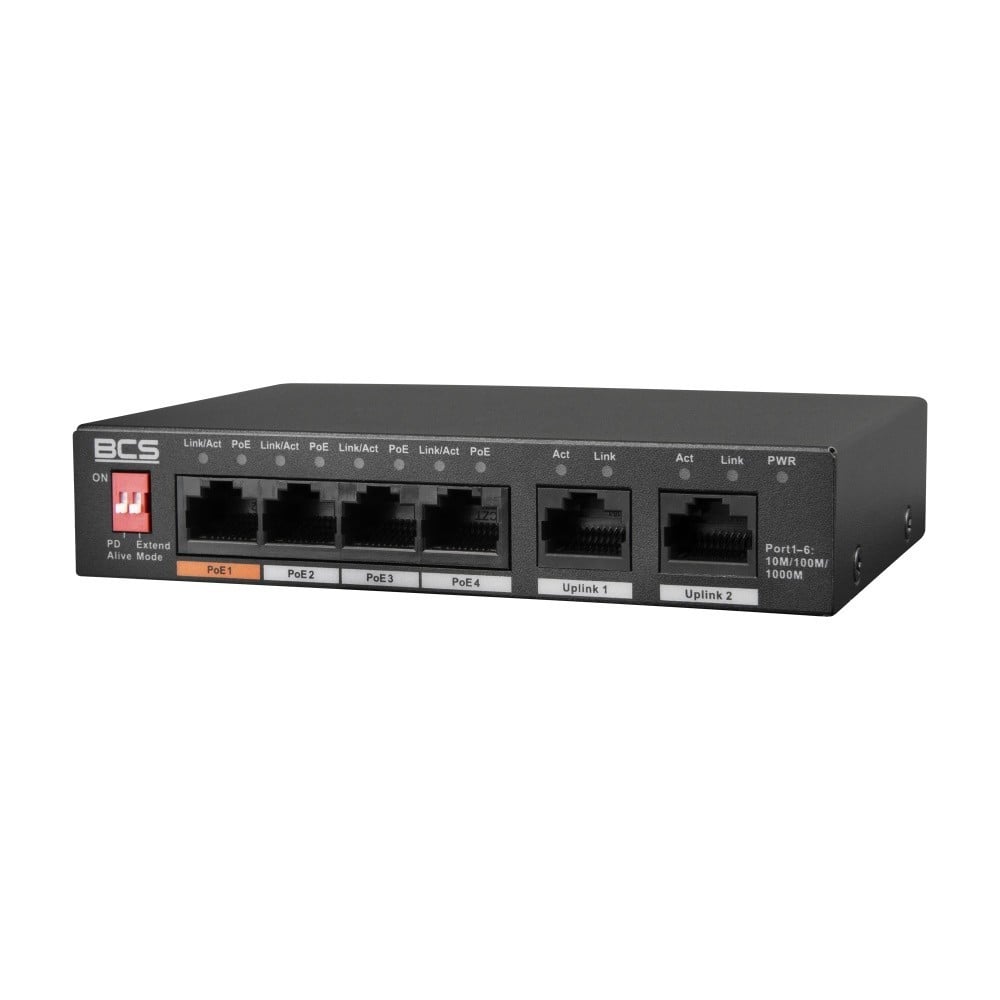 BCS BCS-L-SP04G02G(2) Commutateur PoE 4 ports exPoE 60W 1Gbps avec modes Standard/Étendre