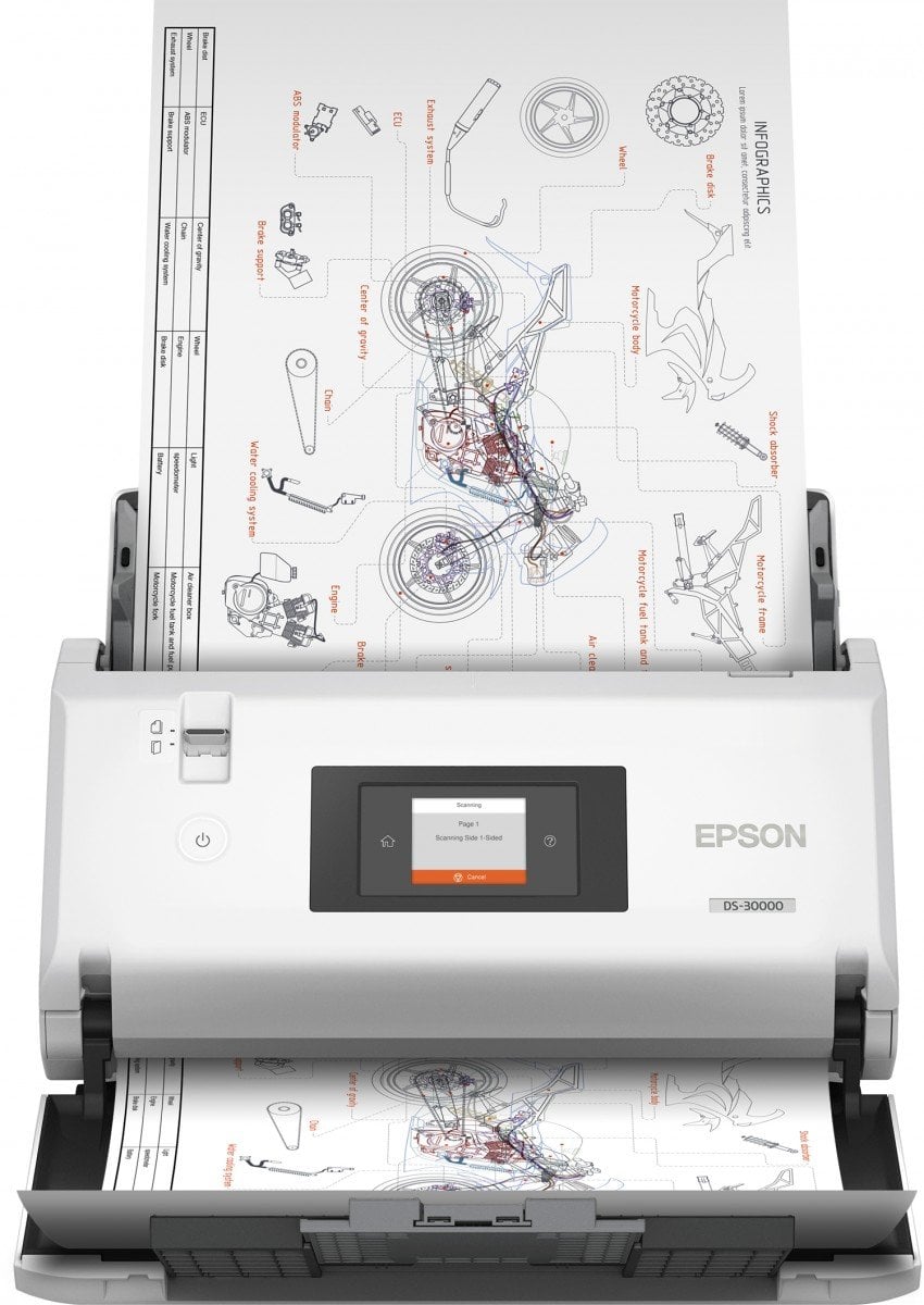 EPSON WorkForce DS-30000 Document scanner Contact Image Sensor CIS Duplex A3 600x600dpi 70ppm ADF 120sheets 30000scans/d USB 3.0