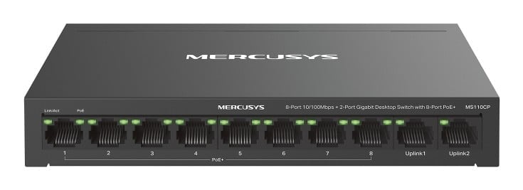 Mercusys MS110CP commutateur réseau Fast Ethernet (10/100) Connexion Ethernet, supportant l'alimentation via ce port (PoE) Noir