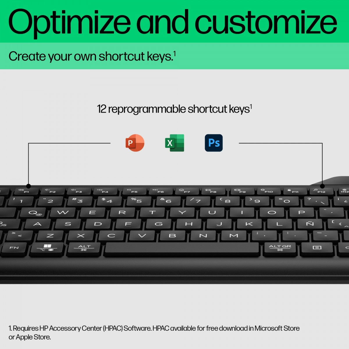 Clavier sans fil HP 475 mode double - récepteur USB + Bluetooth - noir QWERTY (7N7B9AA#ABB)