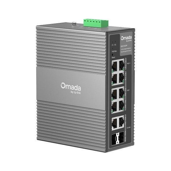 TP-Link Omada IES210GPP commutateur réseau Géré Gigabit Ethernet (10/100/1000) Connexion Ethernet, supportant l'alimentation via ce port (PoE) DIN rail Gris
