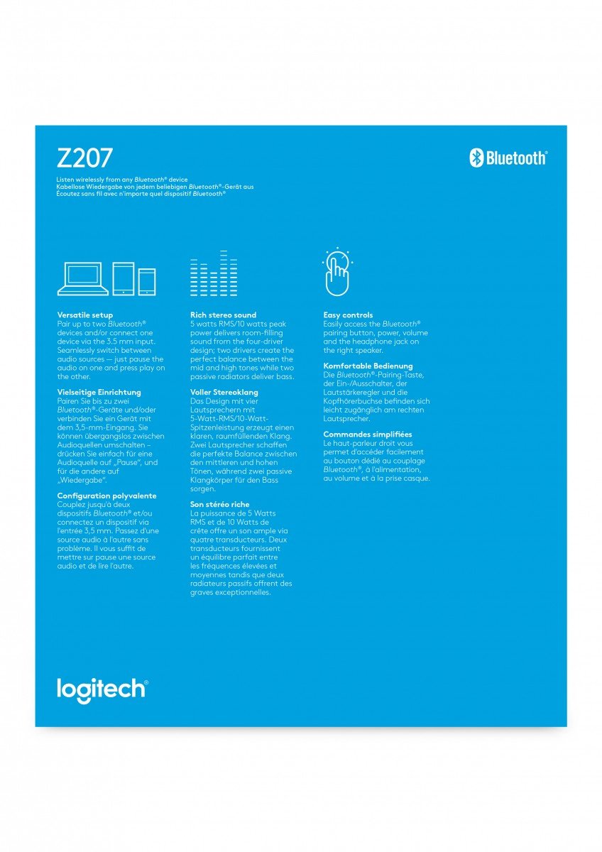 LOGITECH Z207 Speakers for PC 2.0-channel wireless Bluetooth 5 Watt Total white