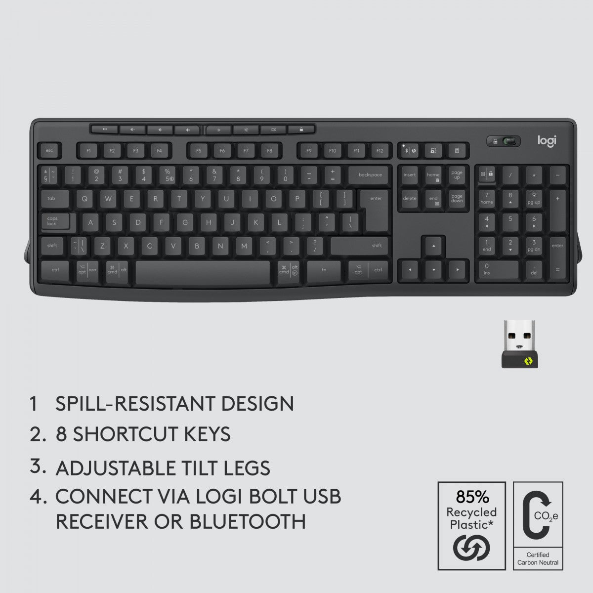 Logitech MK370 Combo for Business clavier Souris incluse Bureau Bluetooth QWERTZ Allemand Graphite