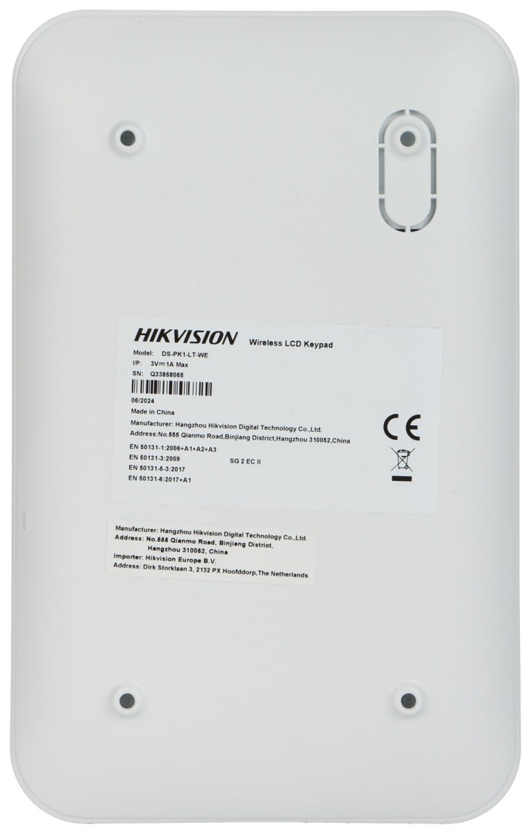 Hikvision DS-PK1-LT-WE dispositif de sécurité 868MHz communication bidirectionnelle écran LCD