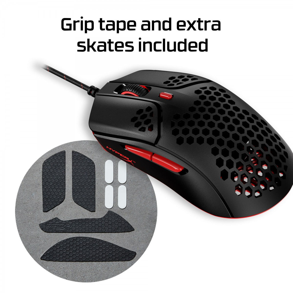 Souris de jeu HyperX Pulsefire Haste - USB avec fil - Pixart PAW 3335 16000 DPI 59g noir-rouge