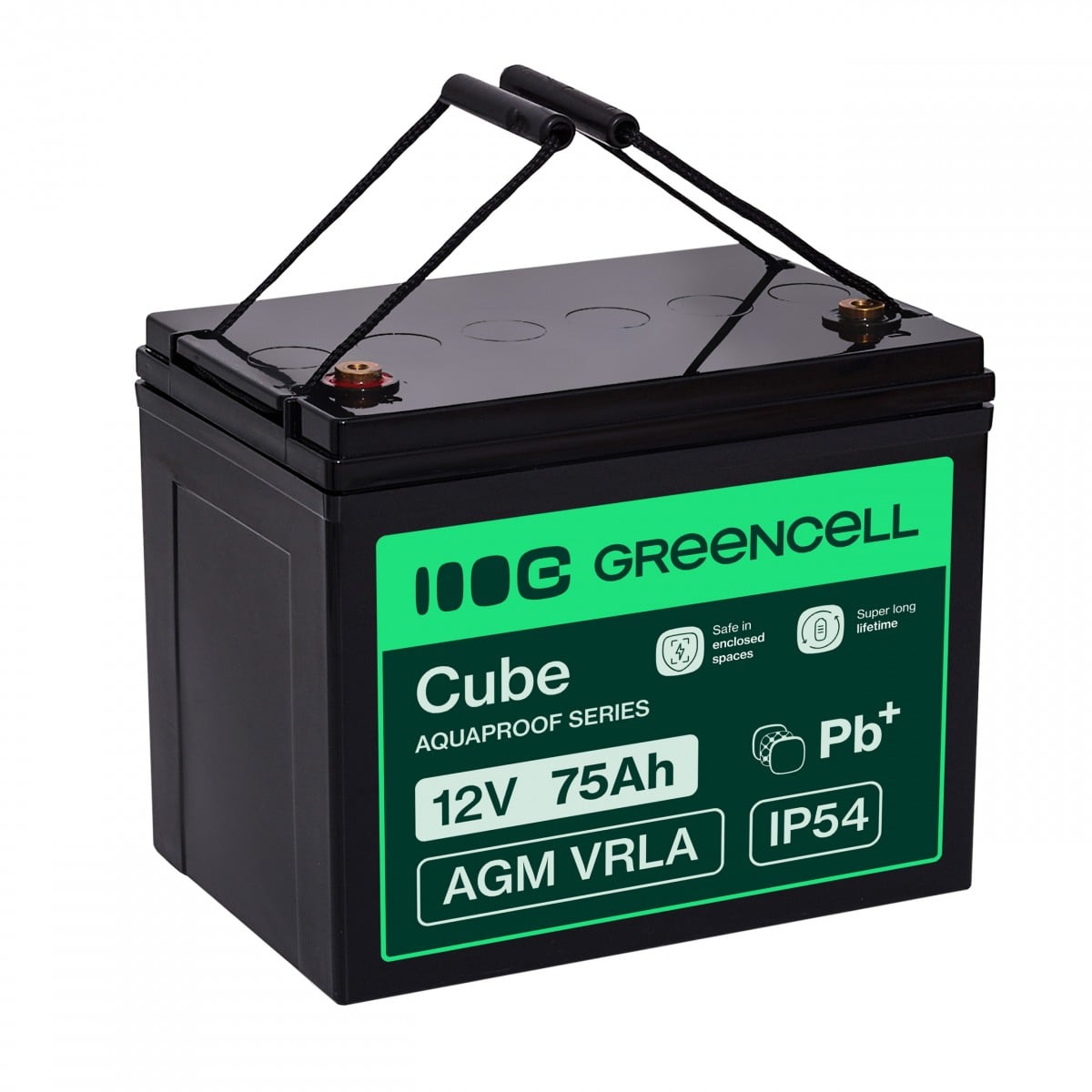 Batterie sans entretien Green Cell Cube AGM VRLA IP54 12V 75Ah pour camping-cars, photovoltaiques, panneaux solaires et bateaux