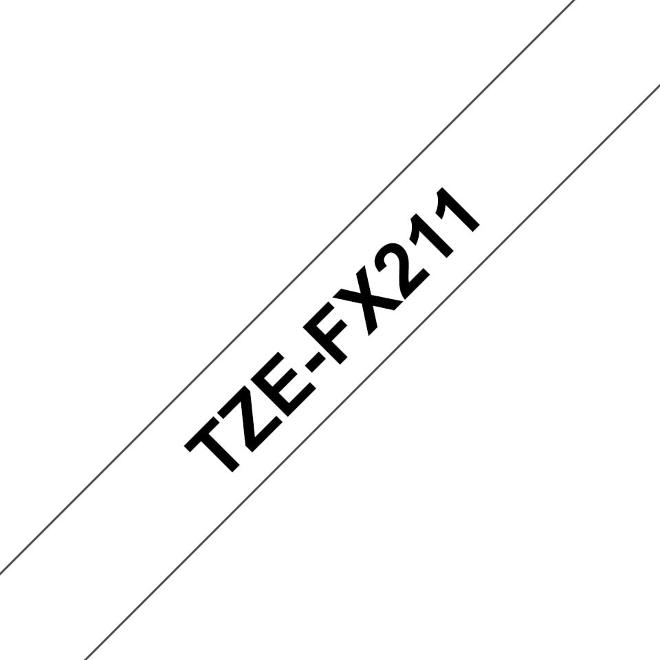 BROTHER P-TOUCH TZE-FX211 noir  in blanc 6mm