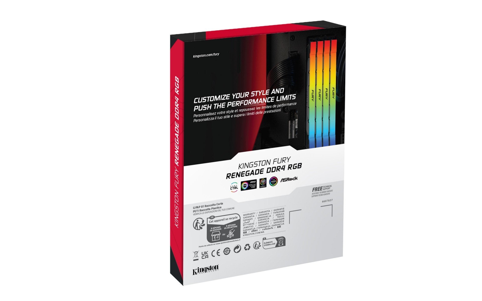 KINGSTON 16Go 3600MT/s DDR4 CL16 DIMM 1Gx8 FURY Renegade RGB