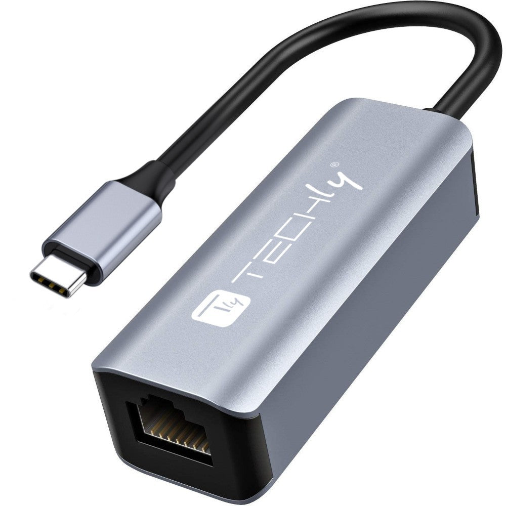 Techly IDATA USB-ETGIGA-CA Carte/Adaptateur réseau USB-C vers RJ45 Gigabit Ethernet