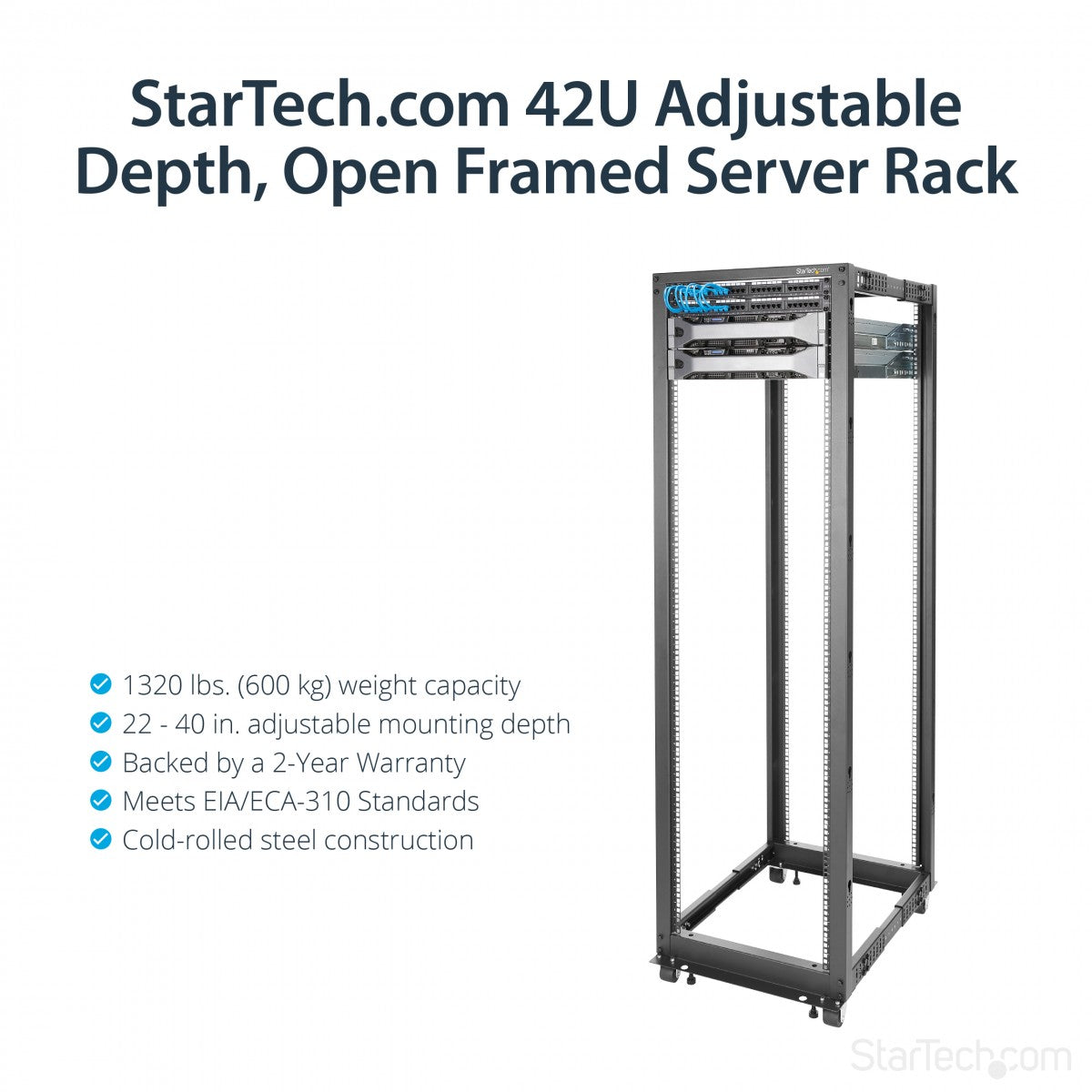 42U Adjustable Depth 4 Post Server Rack