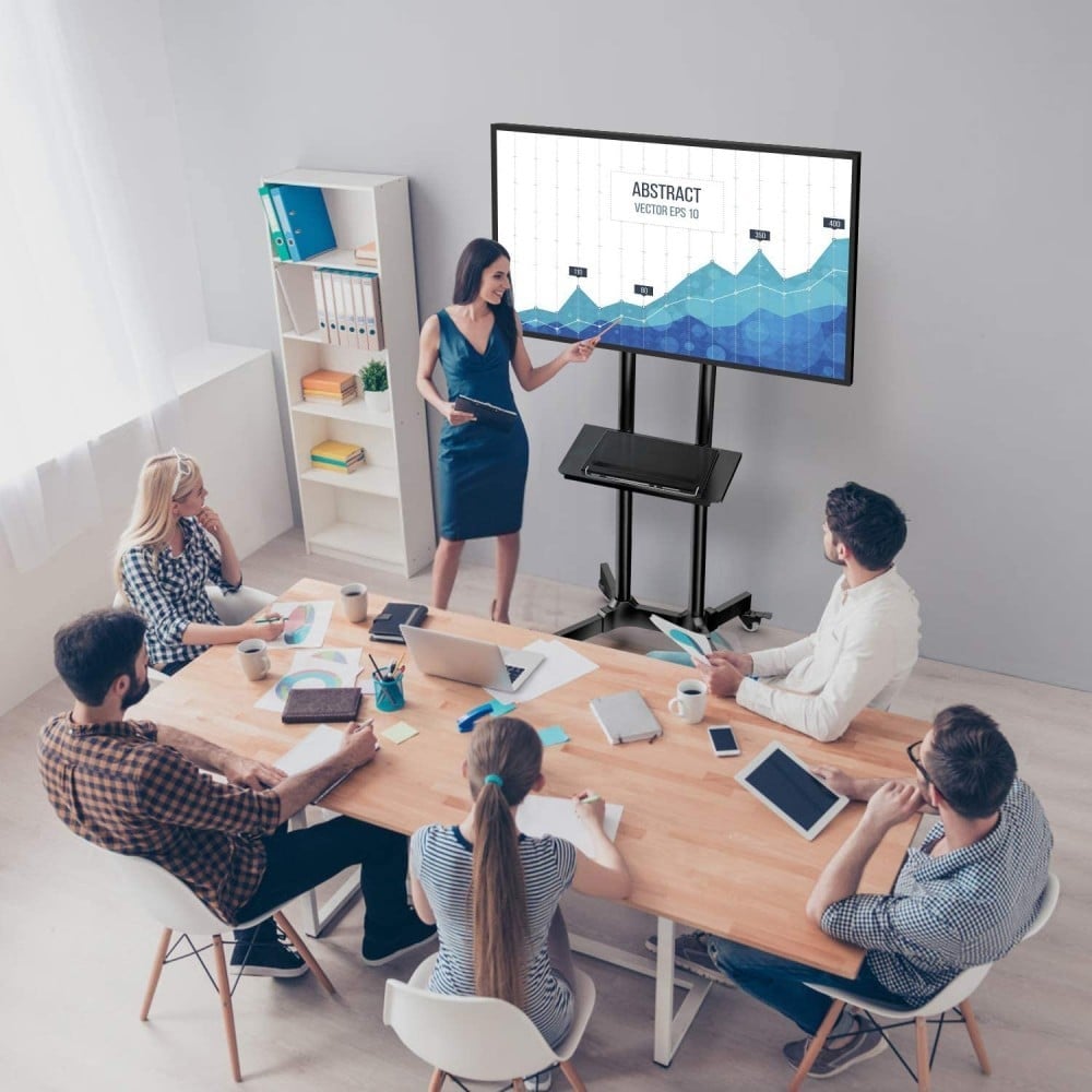 Techly ICA-TR216T Support TV mobile 37-70” jusqu'a 50kg réglable 2 étageres