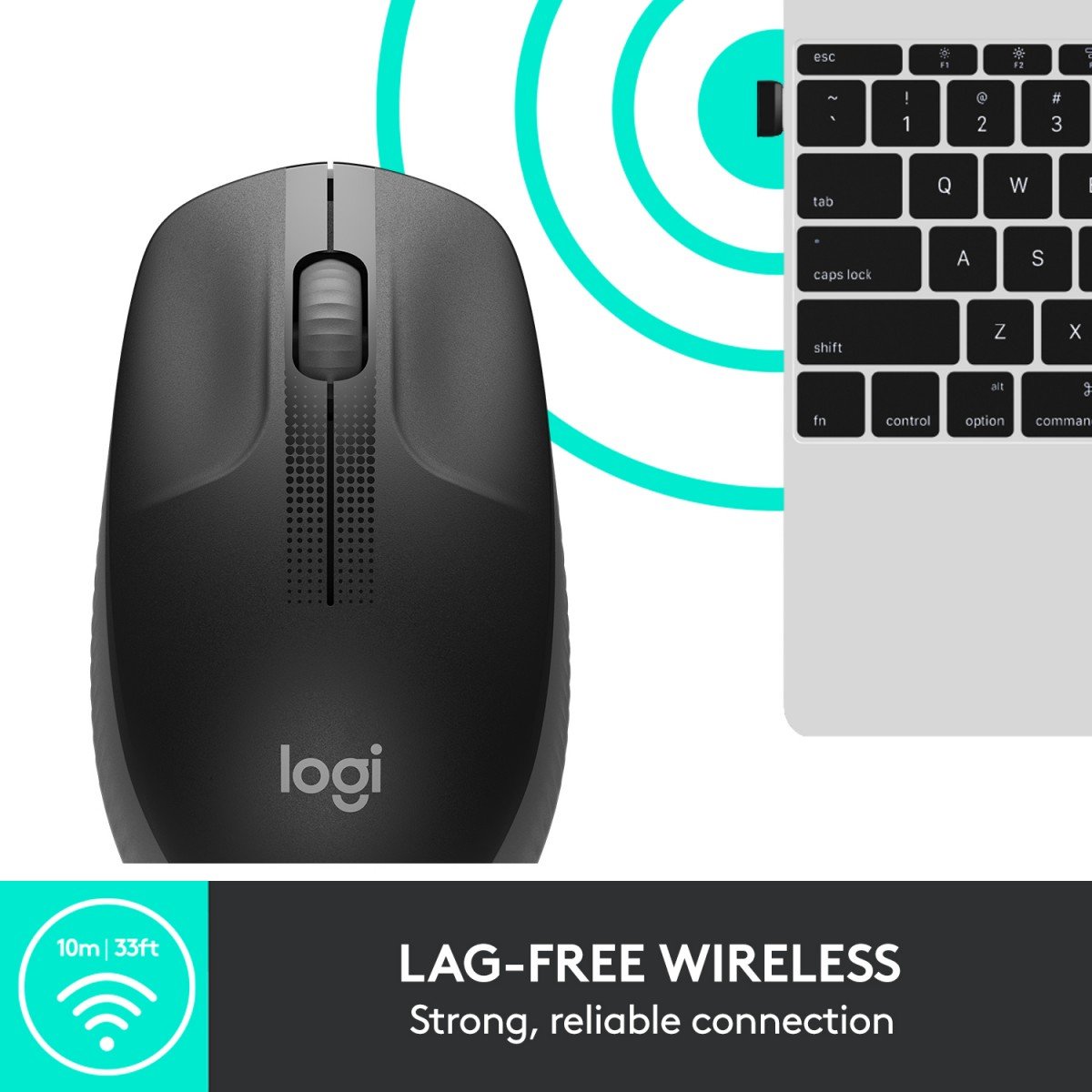 LOGITECH M190 Mouse optical 3 buttons wireless USB wireless receiver charcoal