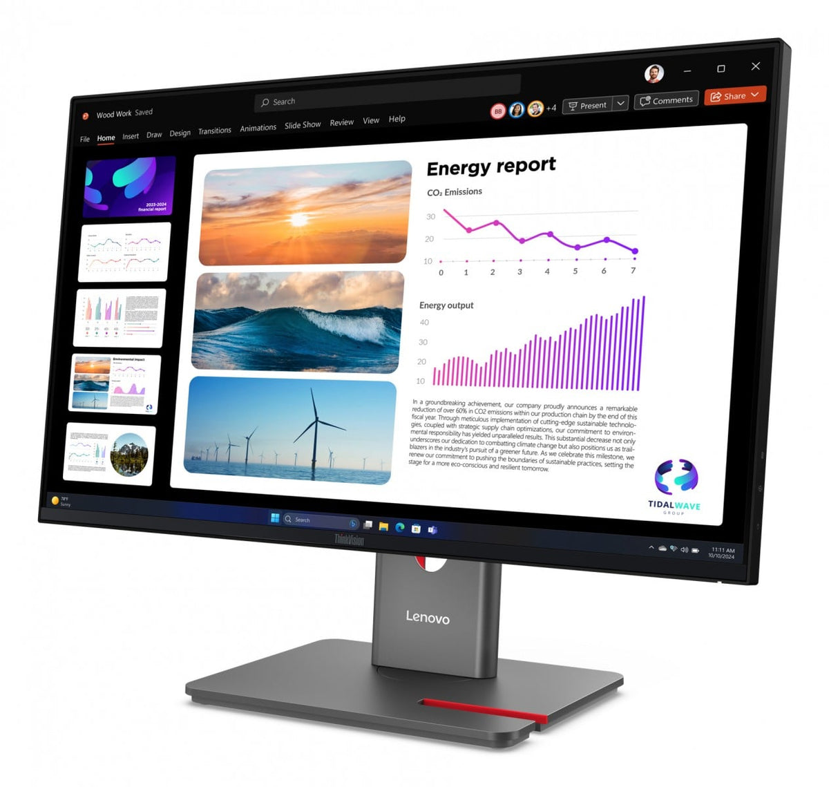 LENOVO ThinkVision P24Q-40 LED Écran 24p 2560x1440 QHD 120Hz IPS 300cd/m2 1500:1 HDR10 4ms HDMI DisplayPort DaisyChain