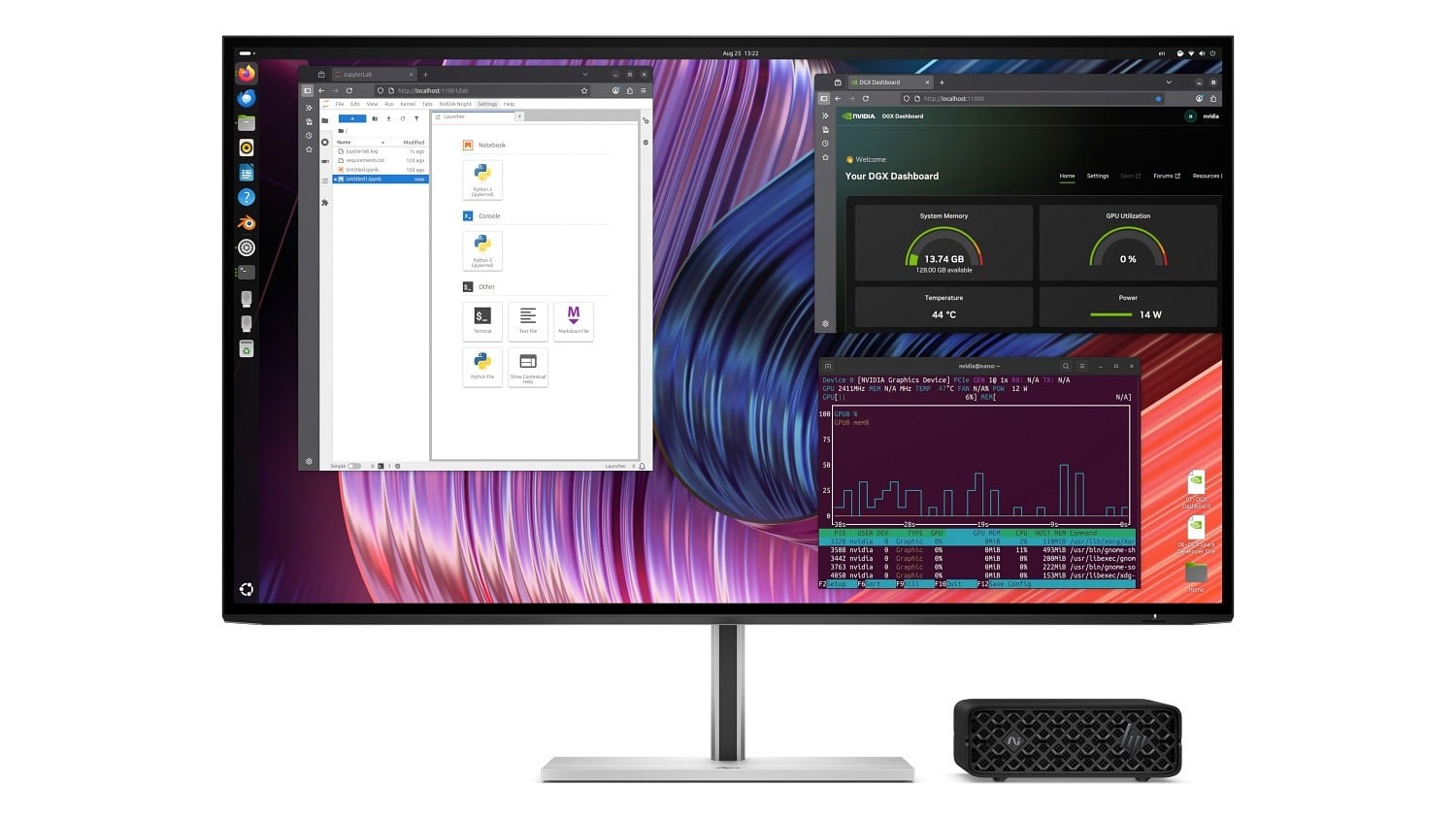 HP ZGX Nano G1n AI Station GB10 128 Go LPDDR5x-SDRAM 4 To SSD linux Mini PC Station de travail AI Workstation, AI PC Noir