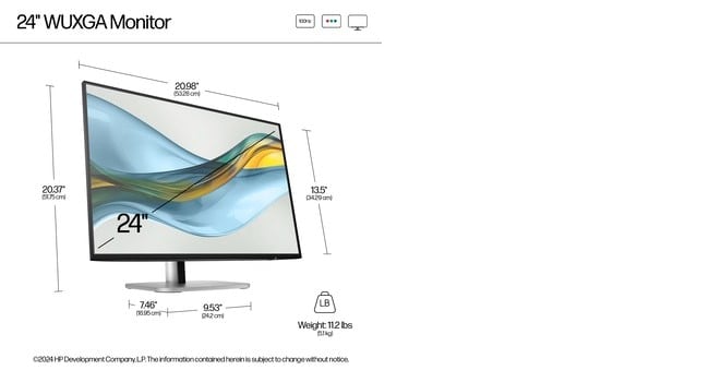 HP Écran Series 5 Pro- 524pn WUXGA 23.8p Moniteur 24 1920x1200 HDMI DP  3/3/0
