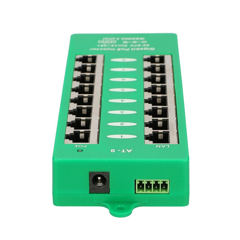 Extralink 8 Ports | Injecteur PoE Gigabit | Actif, 8 ports Gigabit 802.3at/af, Mode A