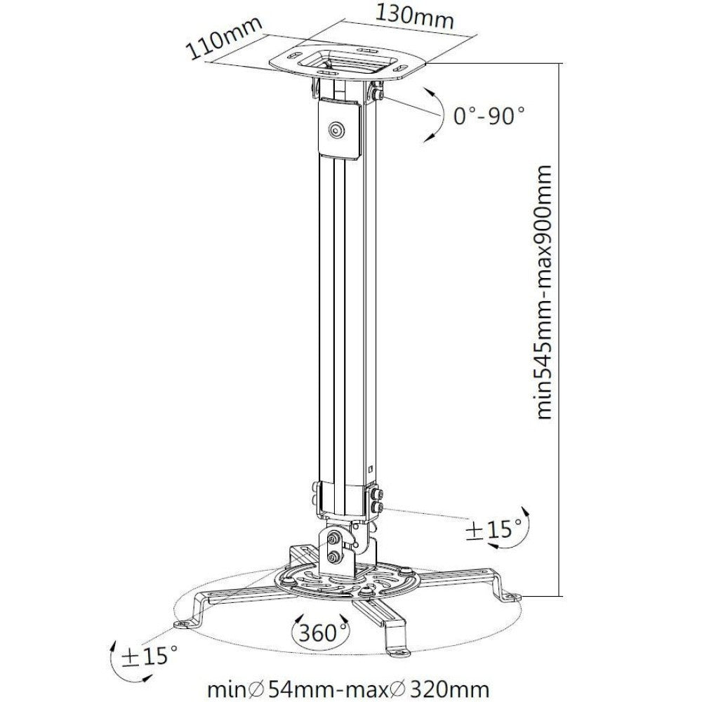 Techly ICA-PM 18M Bras de projecteur au plafond 900 lc