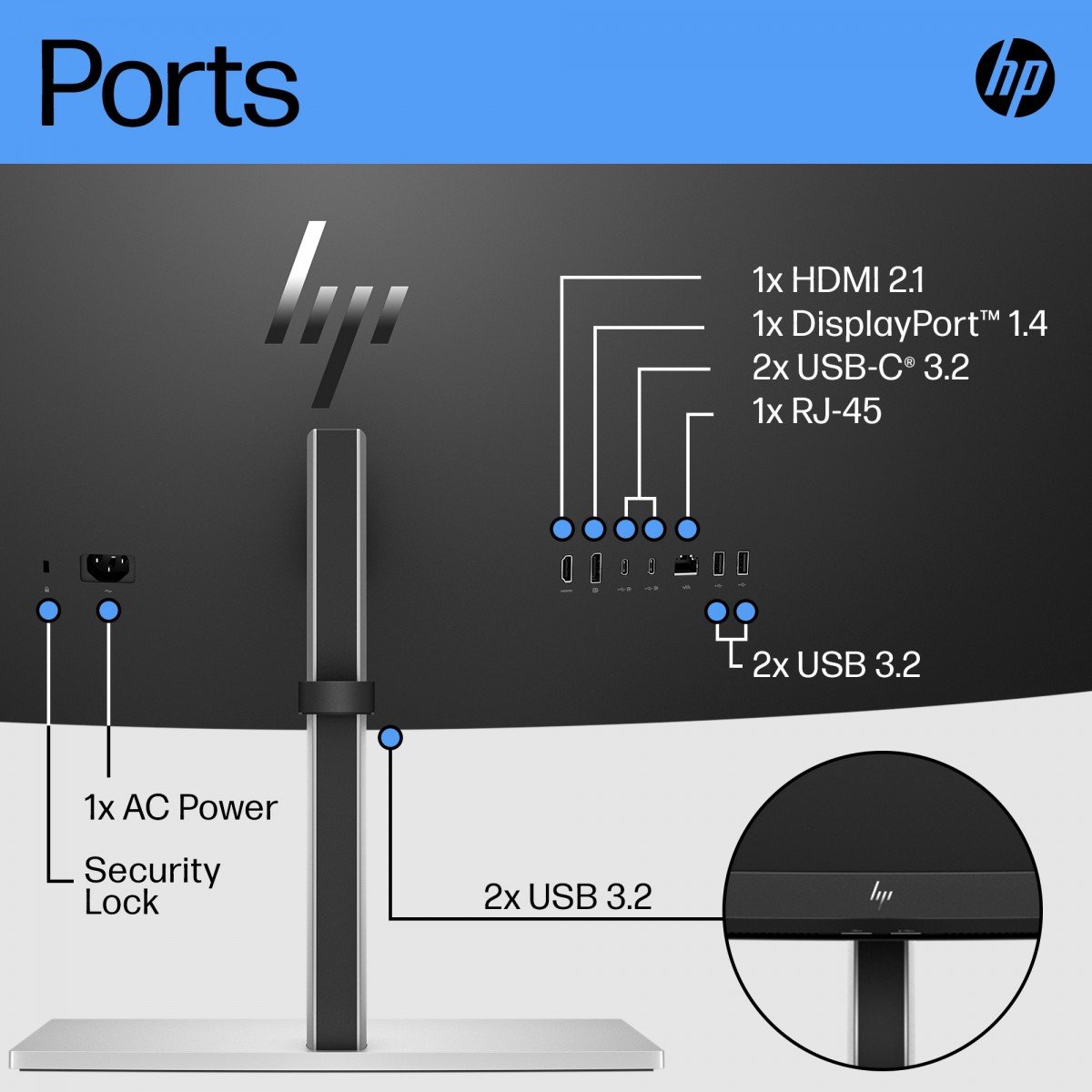 HP Écran incurvé E45c G5 44.5p DQHD 5120x1440 HDMI USB-C DisplayPort