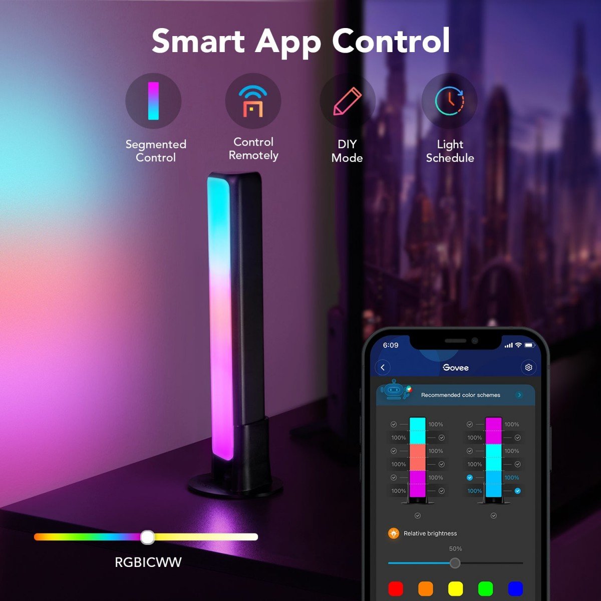 Govee H6056 Flow Plus | Lumieres LED | RGBICWW, Wi-Fi, Alexa, Google