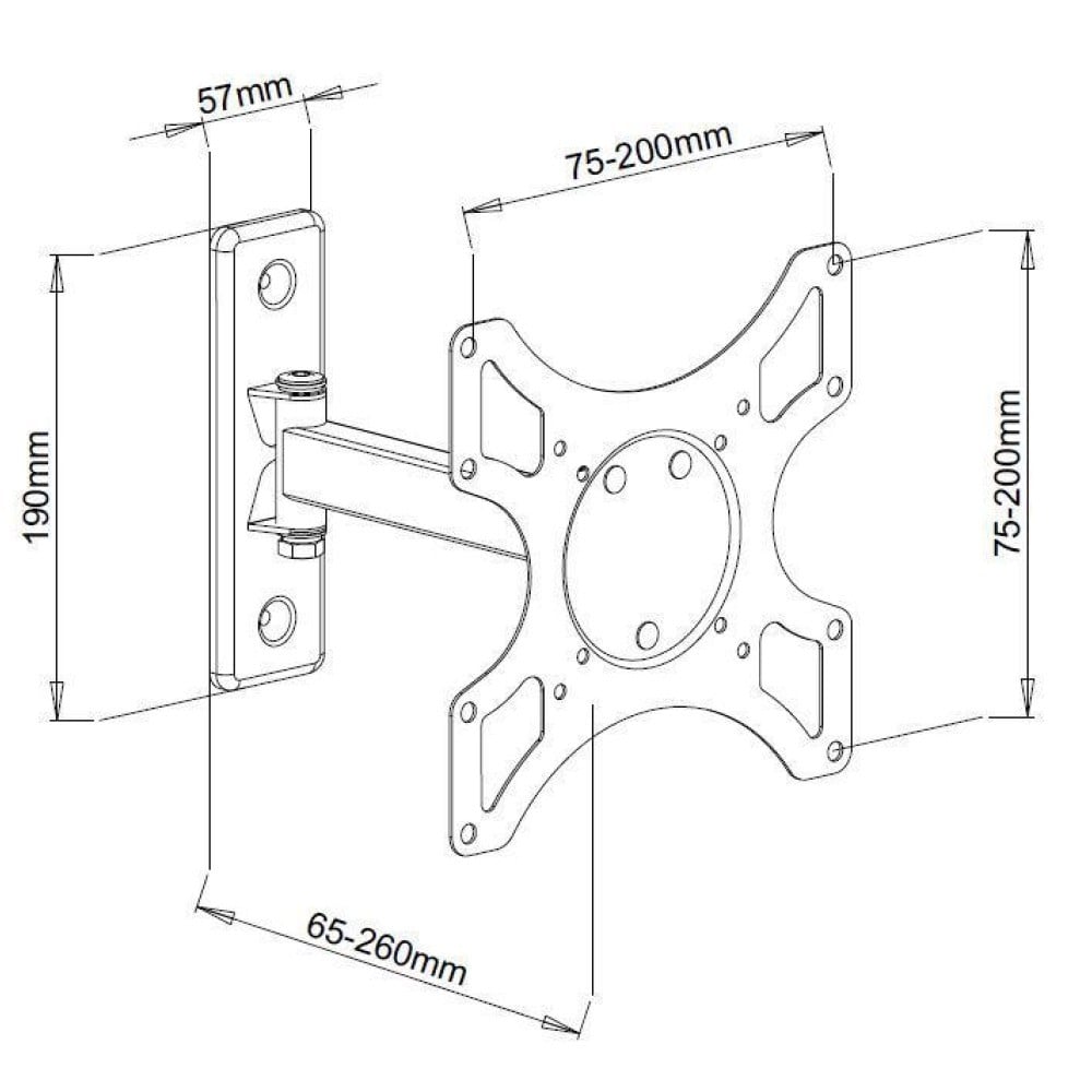 "Techly ICA-LCD 2901 Support mural pour TV 19-37"" LED/LCD 25kg pivotant inclinable"