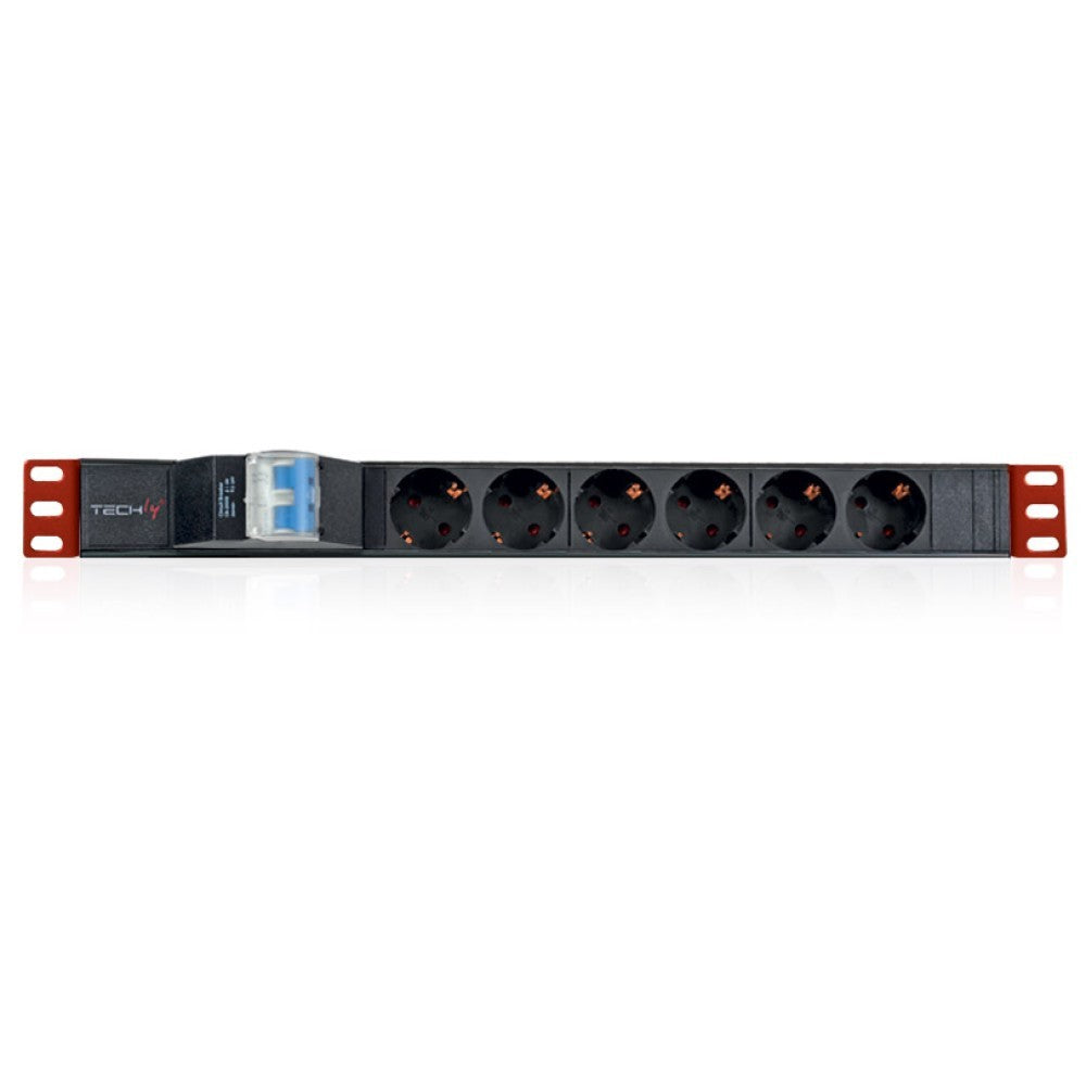 Techly I-CASE STRIP-61UD Multiprise 19' 1U X6 - Prises Schuko