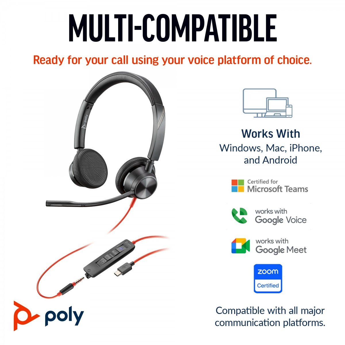 Poly BW 3325 -M USB-C HS+USB-C/A