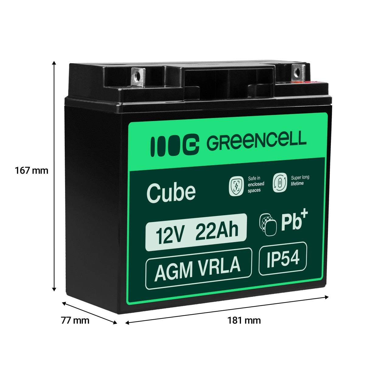 Green Cell AGM 12V 22Ah VRLA Battery Gel deep cycle scooter mower boat barge