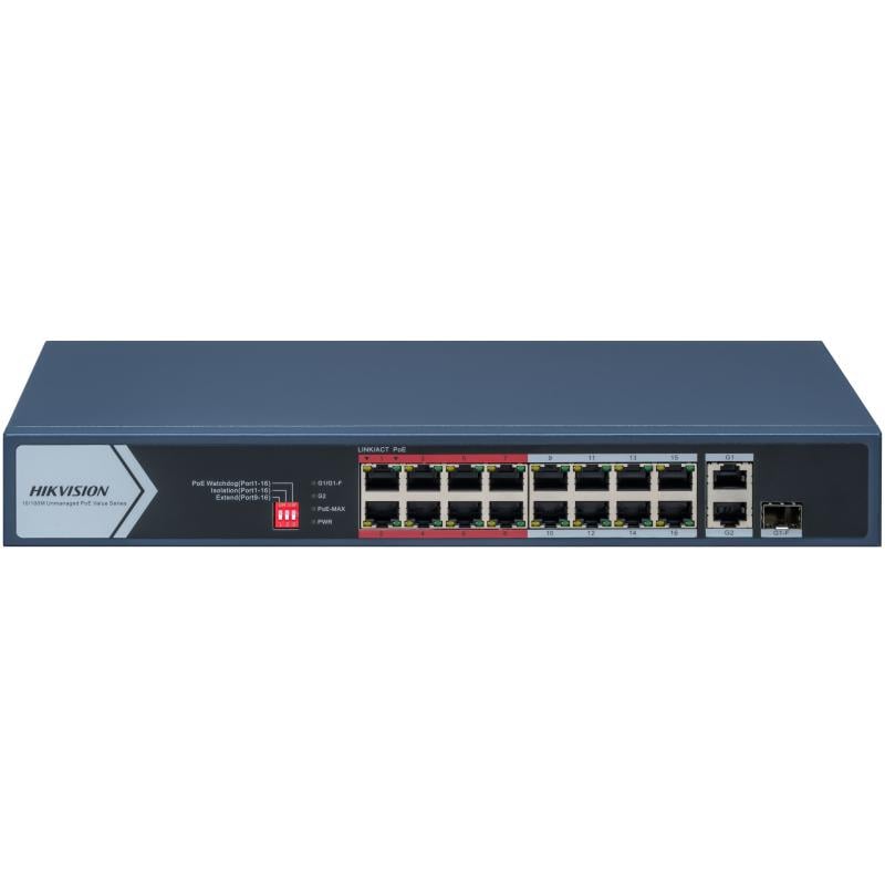 Hikvision DS-3E0318P-E/M(C) Commutateur POE Fast Ethernet non géré 16 ports