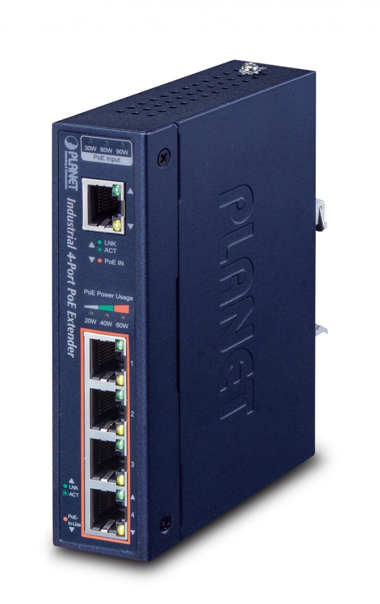 PLANET IPOE-E174 prolongateur réseau Émetteur réseau Bleu 10, 1000, 100 Mbit/s
